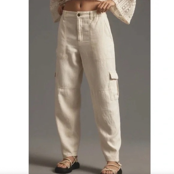 Anthropologie Pants - Anthropologie Pilcro Slim Linen Beach Cargo Pant